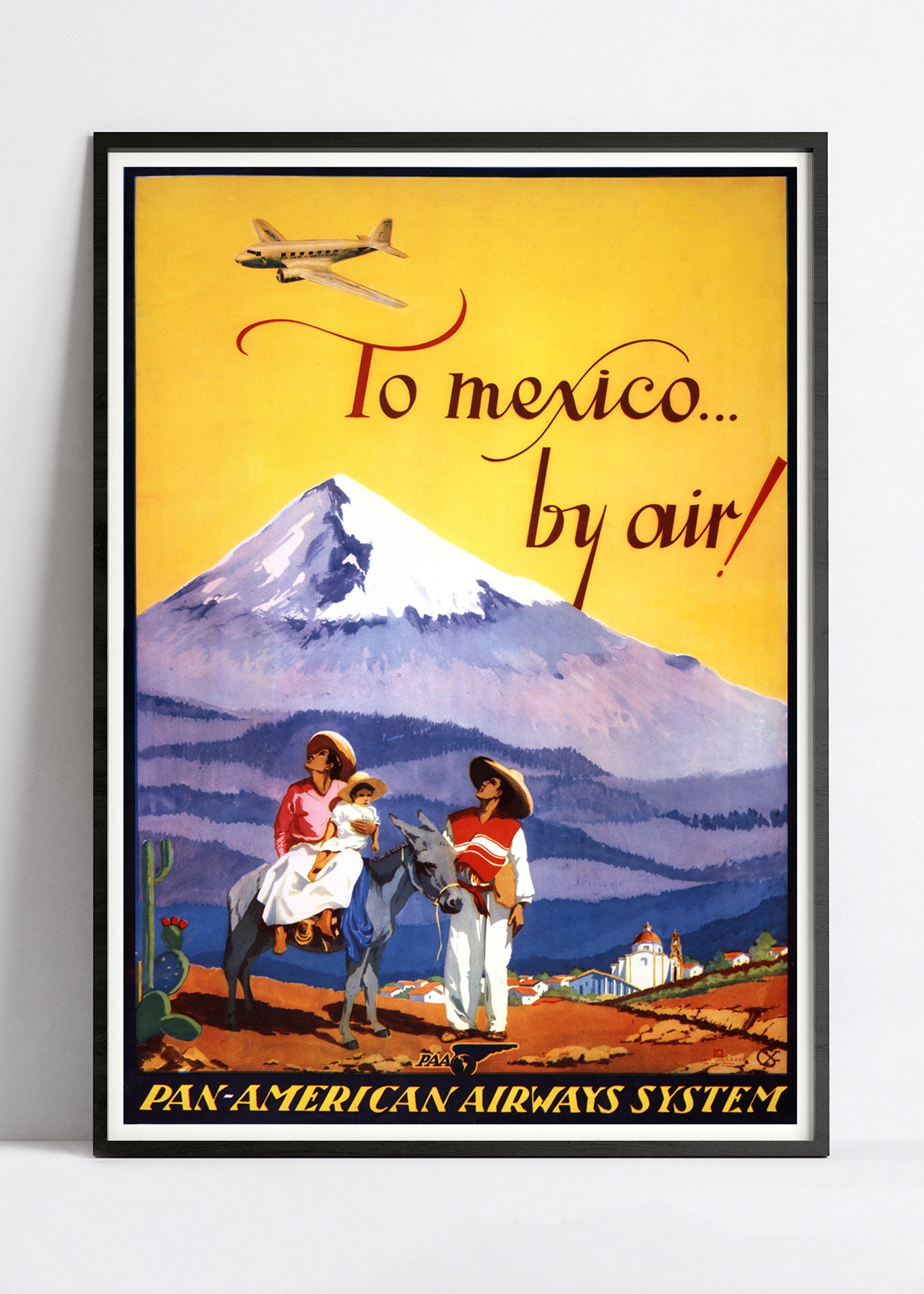 Vintage Travel Poster - Pan American - to Mexico by Air - A3, A2