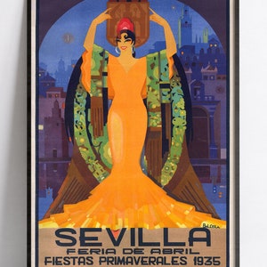 Cartel publicitario - Anuncios de viajes - Impresión en póster 40x60, 50x70, 60x90, 70x100, A3, A2, A1, A0, 12x18, 20x30, 24x36 - Cartel vintage de Sevilla imagen 2