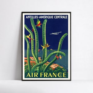 Vintage Air France Poster - Airline Poster - A3, A2, A1, A0, 24x36in, 50x70cm ...- Wand Kunst Poster - Werbeposter - Ästhetisches Poster
