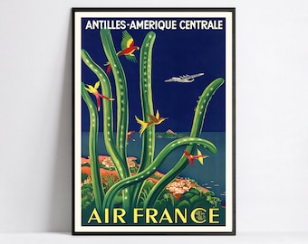 affiche vintage Air France - affiche compagnie aérienne - A3, A2, A1, A0, 24x36in, 50x70cm... - Affiche d'art mural - Affiche publicitaire - Affiche esthétique