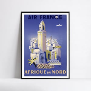 Vintage Air France Poster - Airline Poster - A3, A2, A1, A0, 24x36in, 50x70cm ...- Wand Kunst Poster - Werbeposter - Ästhetisches Poster