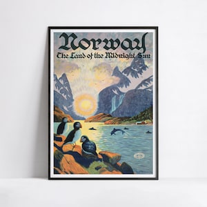 Werbeplakat - Reiseanzeigen - Poster 40x60, 50x70, 60x90, 70x100, A3, A2, A1, A0, 12x18, 20x30, 24x36 druck - Vintage Norwegen Plakat