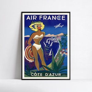 Vintage Air France Poster - Airline Poster - A3, A2, A1, A0, 24x36in, 50x70cm ...- Wand Kunst Poster - Werbeposter - Ästhetisches Poster