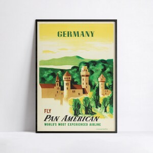 HD Poster - A3, A2, A1, A0, 24x36in, 50x70cm ... - Pan Am Poster - Deutschland fliegt PanAmerikanisches - Vintage Airline Poster