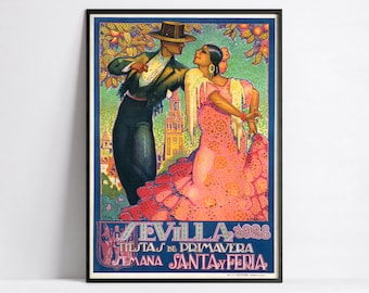Advertising poster - Travel ads - Poster 40x60, 50x70, 60x90, 70x100, A3, A2, A1, A0, 12x18, 20x30, 24x36 print - Sevilla travel poster