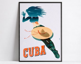 Advertising poster - Travel ads - Poster 40x60, 50x70, 60x90, 70x100, A3, A2, A1, A0, 12x18, 20x30, 24x36 print - Vintage Cuba poster