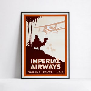 Póster vintage de aerolínea - Imperial Airways - Póster de viaje - A3, A2, A1, A0, 24x36in, 50x70cm .. - Póster de arte mural - Póster publicitario