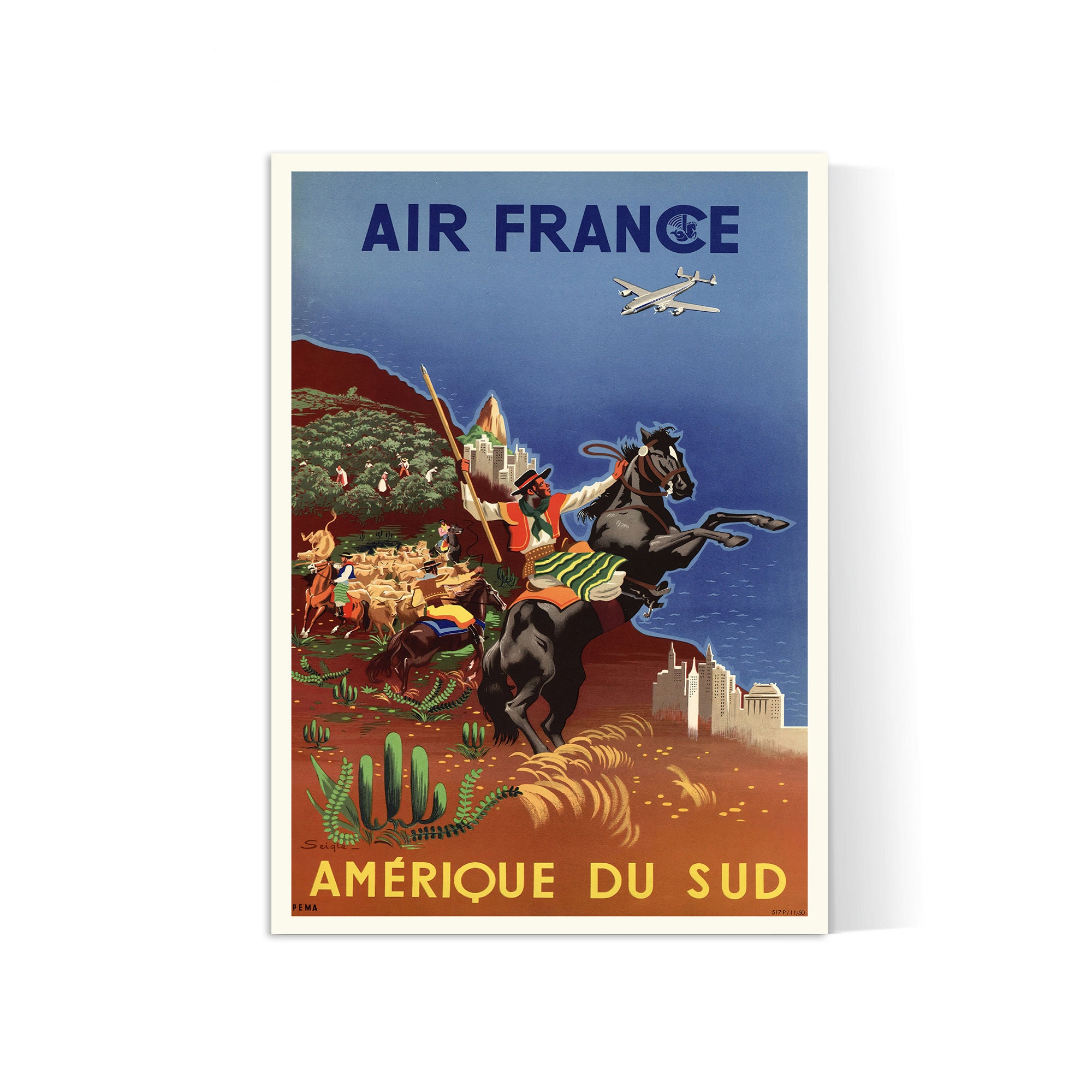 Vintage Air France Poster - Airline Poster - A3, A2, A1, A0