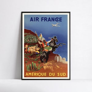 Vintage Air France Poster - Airline Poster - A3, A2, A1, A0, 24x36in, 50x70cm ...- Wand Kunst Poster - Werbeposter - Ästhetisches Poster