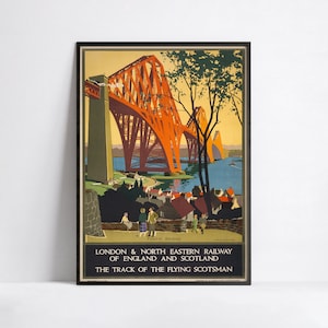 Póster de viaje vintage - Ferrocarril de Londres - The Flying Scotsman - A3, A2, A1, A0, 24x36in, 50x70cm... - Póster de turismo vintage