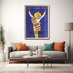 Affiche Vintage Airlines Iberia Mexico - Poster 50x70cm - NEUF