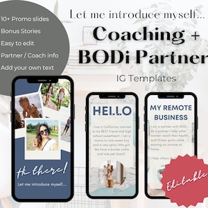 Get to Know Me / Coaching Stories / BODi Partner / Coaching Info / Stories Bundle / BODi Coach / Editable / Template