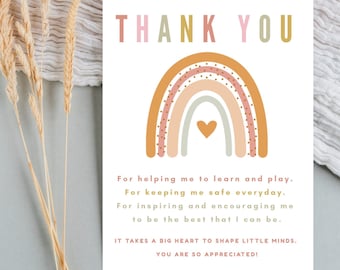 Tarjeta de agradecimiento para profesores / Personalizable / Tarjeta de agradecimiento imprimible / Regalo para profesores / Descarga instantánea / Plantilla editable de Canva