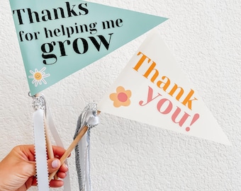 Regalo de agradecimiento para profesores: Banderín "Gracias por ayudarme a crecer" (Descarga digital)