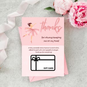 Cadeau de remerciement pour professeur de ballet, professeur de danse, porte-cartes cadeau, 2 versions, modèle imprimable, modifiable, idée cadeau de remerciement