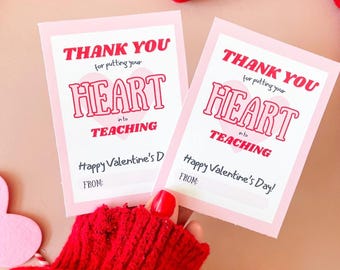 Tarjetas de San Valentín para profesores (imprimibles/plantilla editable de Canva)/Agradecimiento al profesorado por San Valentín/Descarga instantánea