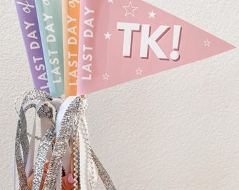 Banderín para el último día de clases de TK: accesorio de graduación imprimible (descarga digital)
