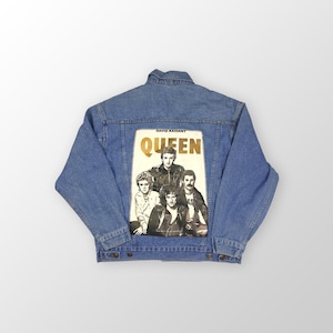 Queen customized denim jacket vintage 80s 90s trucker jacket - Denim Jacket - Gift for him or Gift for her - Rock Music Jacket - XL