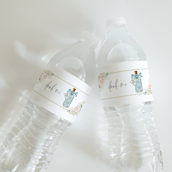 Alice In Wonderland Drink Me Water Bottle Label - Alice In Wonderland Decorations - Alice In Wonderland Tea Party EDITABLE DIGITAL DOWNLOAD