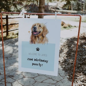 Golden Retriever Dog Welcome Sign - Dog Birthday Banner - Dog First Birthday Decorations - Dog Themed Birthday | EDITABLE DIGITAL DOWNLOAD