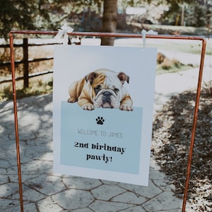 Bulldog Dog Birthday Welcome Sign - Dog Birthday Banner - Dog First Birthday Decorations - Dog Themed Birthday | EDITABLE DIGITAL DOWNLOAD