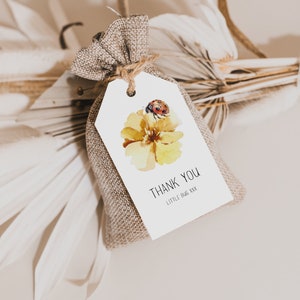 Yellow Ladybug Favor Tags - Ladybug Birthday Decorations - Ladybug Birthday Party - Little Bug Theme - Editable Template DIGITAL DOWNLOAD