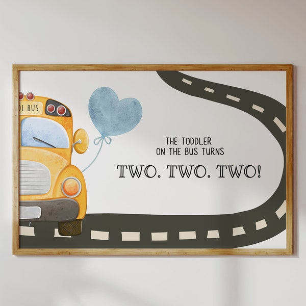 Wheels On The Bus Backdrop - Yellow School Bus Birthday Party Decorations - Editable Template with School Bus Theme | DIGITAL DOWNLOAD SIGN