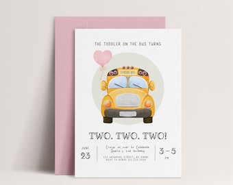 Wheels On The Bus Geburtstagseinladung: Gelbes Schulbus-Motiv (Digitaler Download)