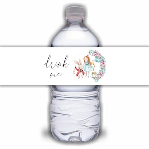 Alice In Onederland First Birthday Water Bottle Label - Editable Template with Onederland Theme To Celebrate 1st Birthday | DIGITAL DOWNLOAD