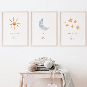 You Are The Sun, The Moon, And All My Stars Wall Art - Printable Wall Art For New Baby | Digital Downloads
