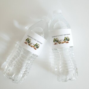 Camping First Birthday Water Bottle Label: Happy Camper Theme (Digital Download)