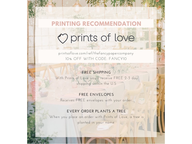 K&ouml;nnte beinhalten: Ein Werbebild f&uuml;r Prints of Love, mit einem Herzlogo und dem Text &bdquo;PRINTING RECOMMENDATION&ldquo;. Das Bild enth&auml;lt die Website-Adresse printsoflove.com und einen Rabattcode. Zus&auml;tzlicher Text hebt kostenlosen Versand, kostenlose Umschl&auml;ge und eine Baumpflanzinitiative hervor.
