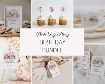 Pink Toy Story Invitation Bundle - Toy Story Birthday Decoration Bundle - Two Infinity Beyond Birthday Bundle - EDITABLE DIGITAL DOWNLOAD