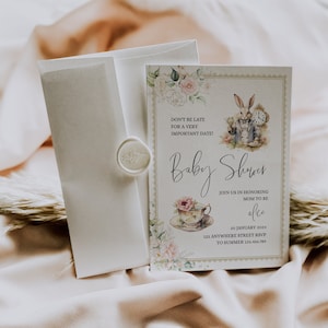 Alice In Wonderland Baby Shower Invitation - Alice In Wonderland Bridal Shower Invitation - Mad Hatter Tea Party - EDITABLE DIGITAL DOWNLOAD