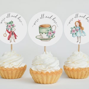 Alice In Onederland First Birthday Cupcake Toppers - Editable Template with Onederland Theme To Celebrate 1st Birthday | DIGITAL DOWNLOAD