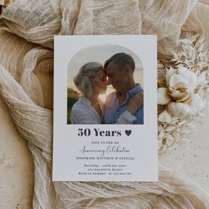 Faire-part 50e anniversaire de mariage - Faire-part 50e anniversaire - Faire-part 60e anniversaire de mariage - TÉLÉCHARGEMENT NUMÉRIQUE MODIFIABLE