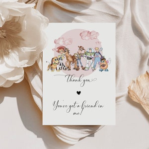Pink Toy Story Thank You Card - Toy Story Baby Shower - Toy Story Birthday Decoration - Toy Story Invitation - EDITABLE DIGITAL DOWNLOAD