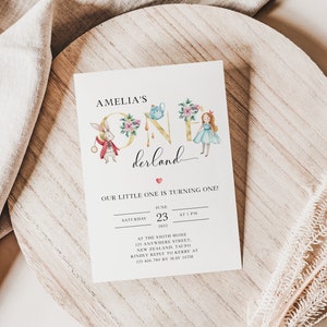 Alice in Onederland First Birthday Invitation: Editable Template (Digital Download)