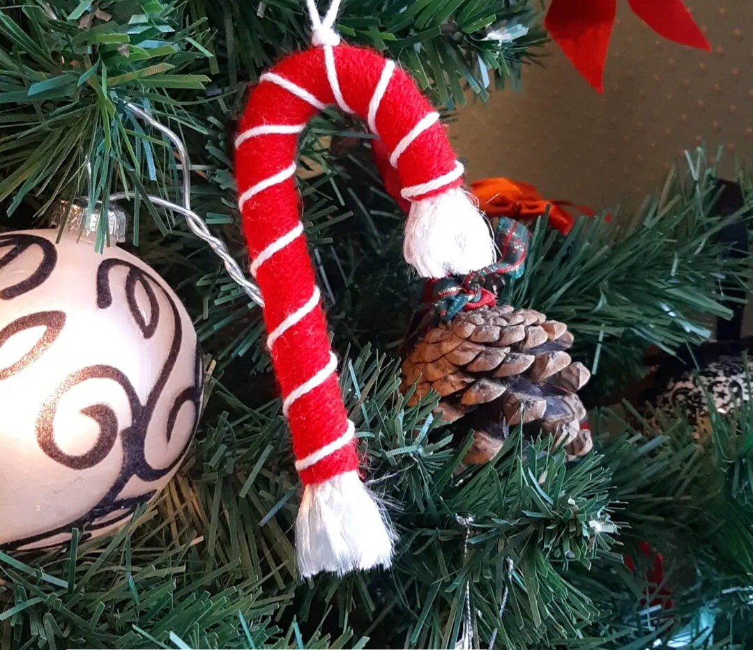 Sucre d'orge en Macramé, Ornement Pour Le Sapin