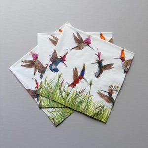 Hummingbird Napkin Set for Decoupage Summer House Decor Ring Dish Shell Art Gift Tropical Home Accent Handcrafted Present for Bird Lover