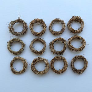 Miniature Grapevine Wreath 2.5 Inch Hanging Ornament Natural Material Eco Friendly Craft Supply DIY Gift Fairy Garden Dollhouse Decor