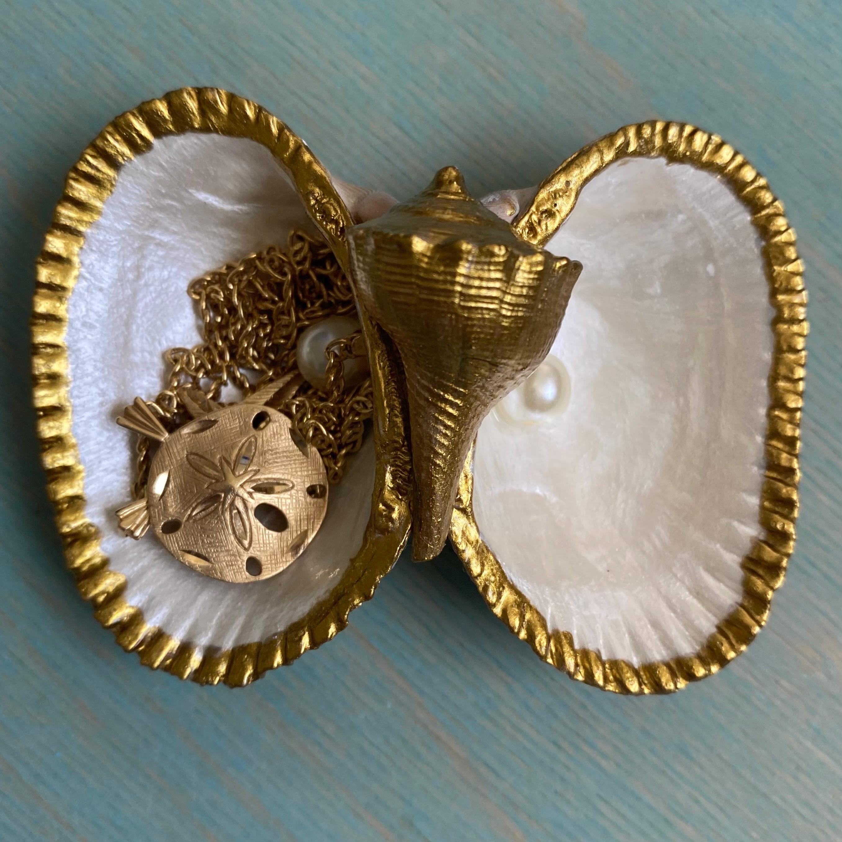 Seashell Ring Dish Present Shell Jewelry Tray Coastal Home Vanity Gift ...