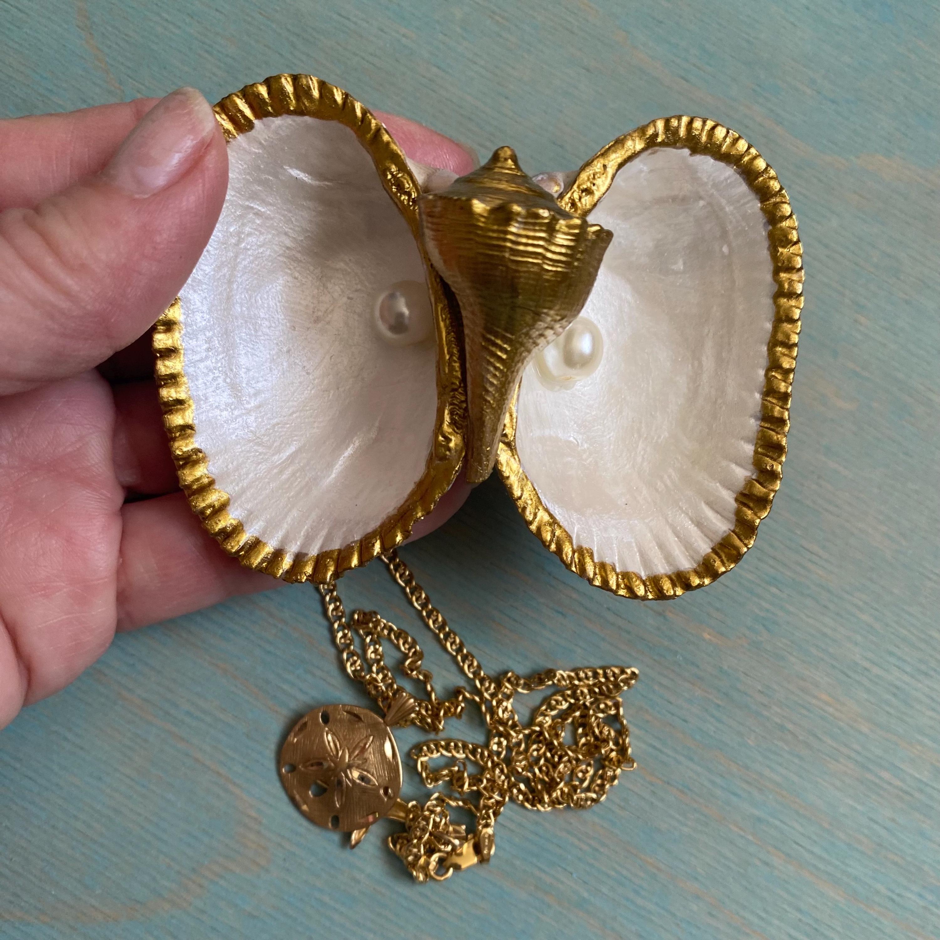 Seashell Ring Dish Present Shell Jewelry Tray Coastal Home Vanity Gift ...