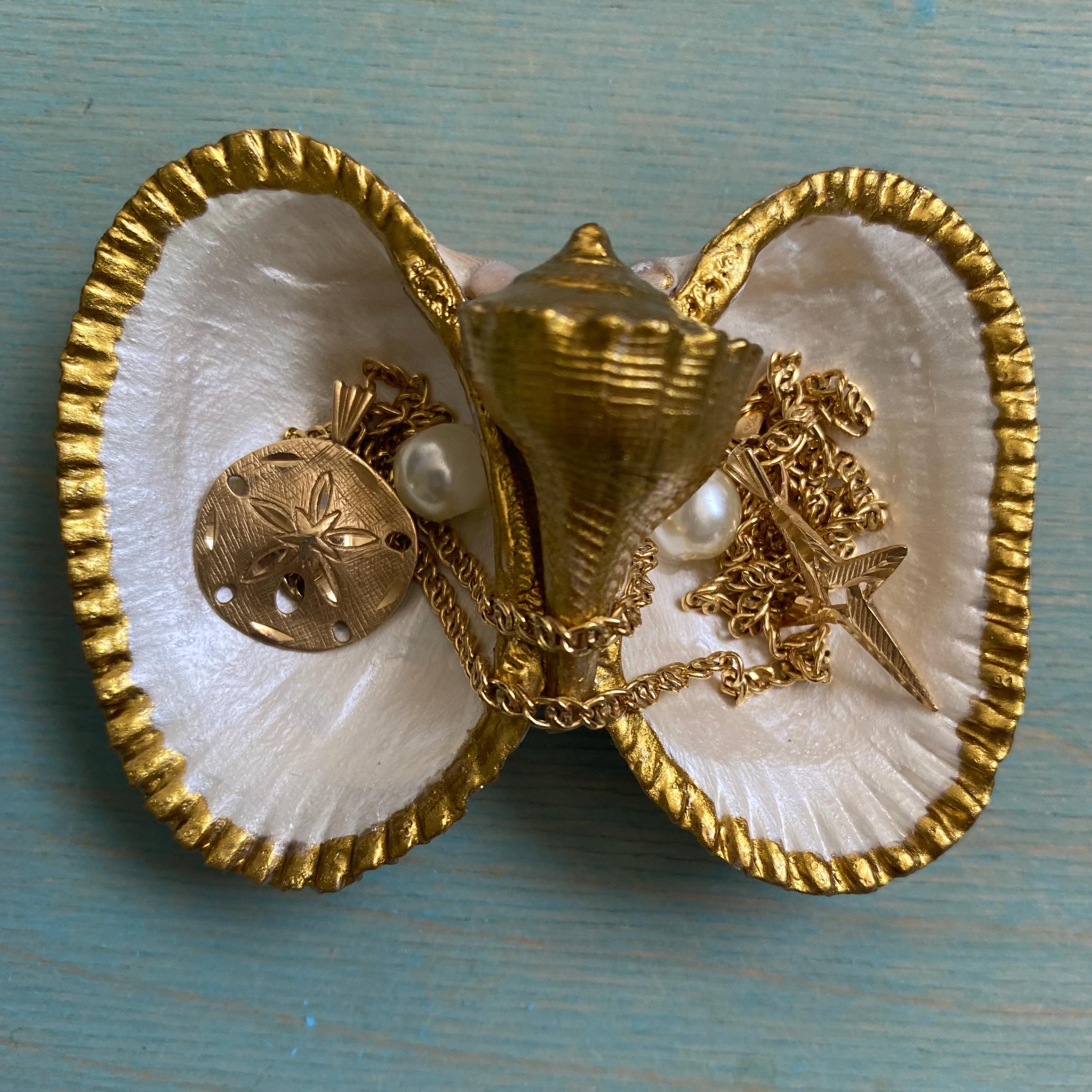 Seashell Ring Dish Present Shell Jewelry Tray Coastal Home Vanity Gift ...