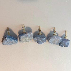 Natural Geode Drawer Knobs Coastal Woodland Blue Accent Knob for Furniture
