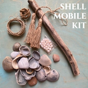 Craft Kit Shell Wall Hanging Mobile Beach Decor Gift Natural Coastal Decor Shell Mobile Beach Home Decor Neutral Wall Art Beachy Shell Gift