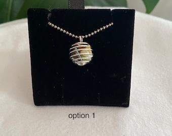 mixed stones in wire cage necklace pendant