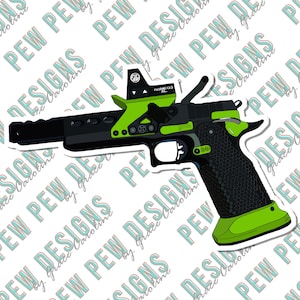 Green/Black Racegun Vinyl Sticker