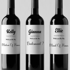 PRINTED  Bridesmaid Proposal Wine Label Will You Be My Bridesmaid or Maid of Honor Gift, Full Wine  Label, Bridesmaid Gifts