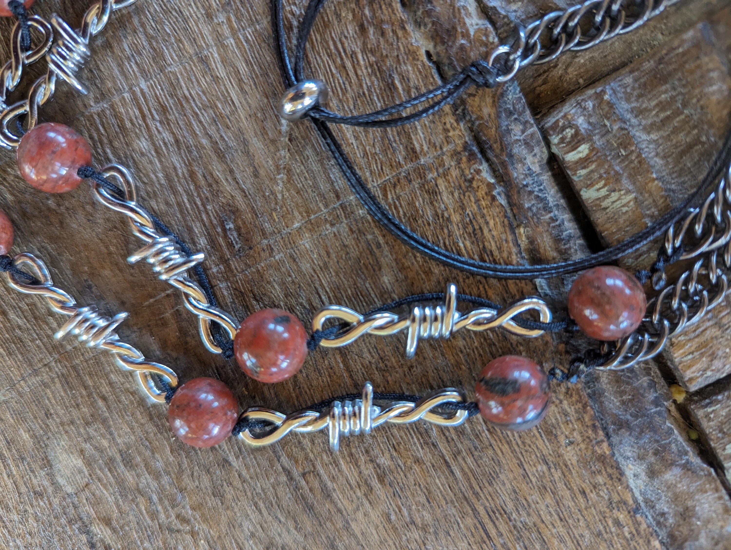 Cowboy Hat Band, Barbed Wire Hat Band, Western Hat Band, Red Jasper